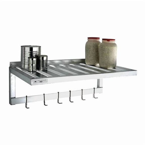 New Age Industrial Aluminum Wall Shelf, 20"D x 48"W x 13-1/2"H, Silver 1122PR