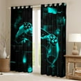 thumbnail image 2 of jejeloiu Cartoon Gamepard Blackout Curtains Set of 2 (52x84 Each),Teens Video Game Window Curtains,Cyan Black Check Curtains and Drapes For Boys Kids,Luxury Bedroom Decor, 2 of 6