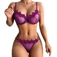 thumbnail image 2 of WTOBBY Women's Sexy Lace Sleepwear Set: Spaghetti Strap Nightgown with Sheer Mesh and Matching Panties, Summer Sleeveless Transparent Pajamas,Romantic Two-Piece Outfit ,Purple 2XL, 2 of 3