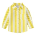 thumbnail image 7 of Oxford Dress Shirts for Boys Striped Long Sleeve Collared Button Up Shirt with Chest Pocket School Uniform (12-18 Months, Yellow), 7 of 7