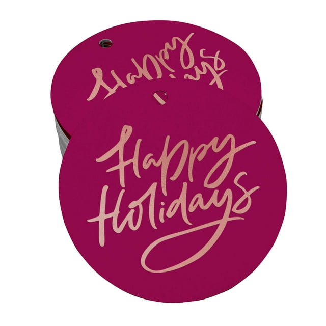 Inkdotpot Rose Gold Foil Paper Hang Tags Happy Holiday Favor Tags 50 Pieces