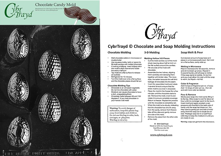 Cybrtrayd Bunny with Heart Lolly Easter Chocolate Candy Mold with 25 4.5-Inch Lollipop Sticks and Chocolatiers Guide Cybrtrayd Bunny with Heart Lolly Easter Chocolate Candy Mold with 25 4.5-Inch Lollipop Sticks and Chocolatiers Guide