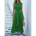 thumbnail image 4 of Womens Summer Casual Sleeveless T Shirt Midi Dress Slim Fit Tie Waist Tank Long Dresses 2025 Vacation Sundress Green M, 4 of 9
