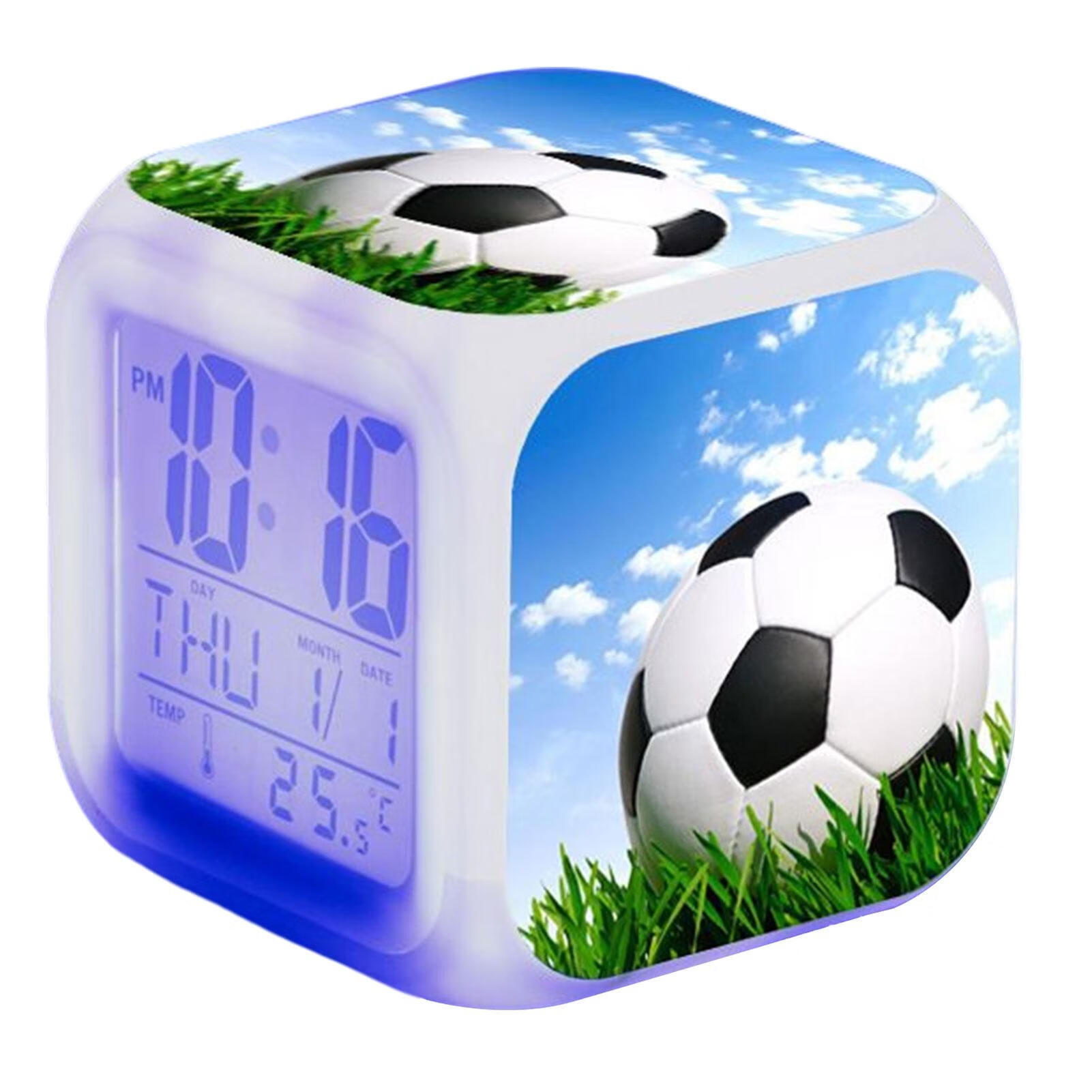 Goxfaca Digital Alarm Clock Boys Football Alarm Clock Creative LED
