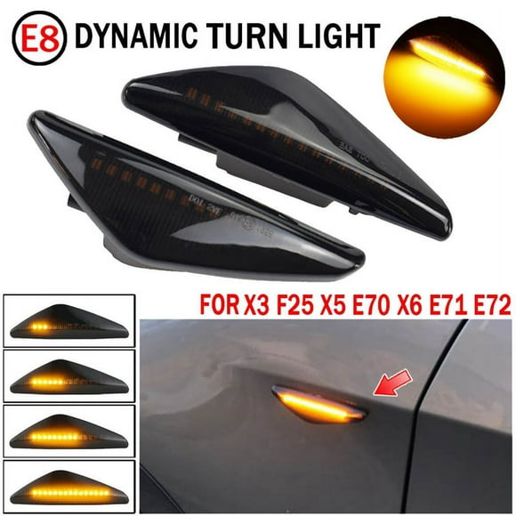 2Pcs Smoked Car Dynamic LED Side Marker Light Turn Signal Light For~BMW X3 F25 X5 E70 X6 E71 E72 2008~2014