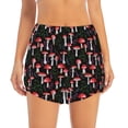 thumbnail image 3 of Uemuo Red Mushrooms Pattern Women's Athletic Shorts High Waisted Running Shorts with Liner Pockets Gym Elastic Workout Shorts-, 3 of 9