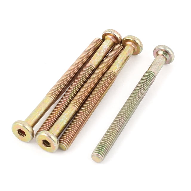 Tornillos de cabeza hexagonal con rosca M6 x 70mm y paso de 1mm tono bronce 5 piezas