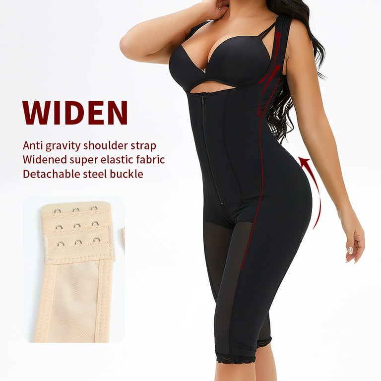 Sleeveless buckle control elastic strap full body shaper with