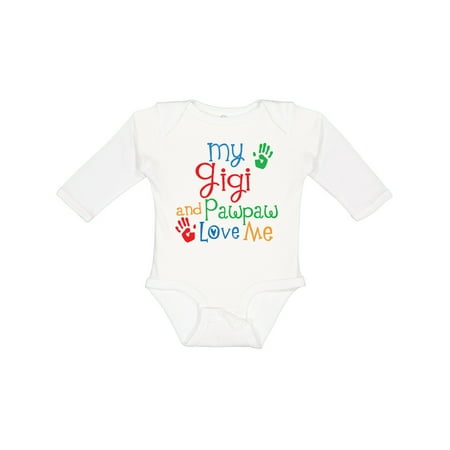 

Inktastic My Gigi and Pawpaw Love Me Gift Baby Boy or Baby Girl Long Sleeve Bodysuit