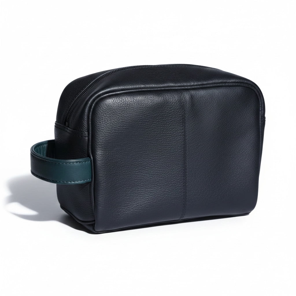 Leatherboss Premium Leather Shaving Bag | Travel Toiletry Organizer for Men, Black