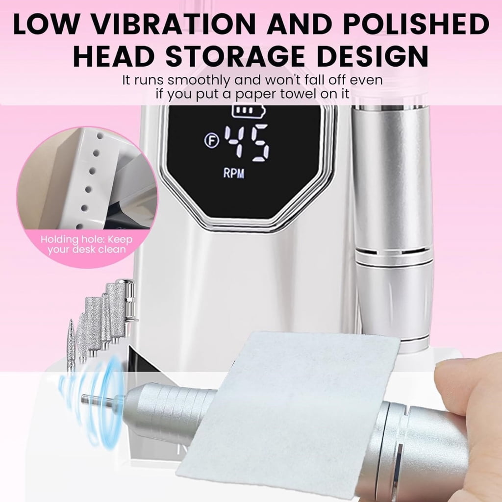 Portable Electric Nail File 45000RPM Cordless Nail Drill Machine Compact For Acrylic Nail Shaping Buffing Polishing