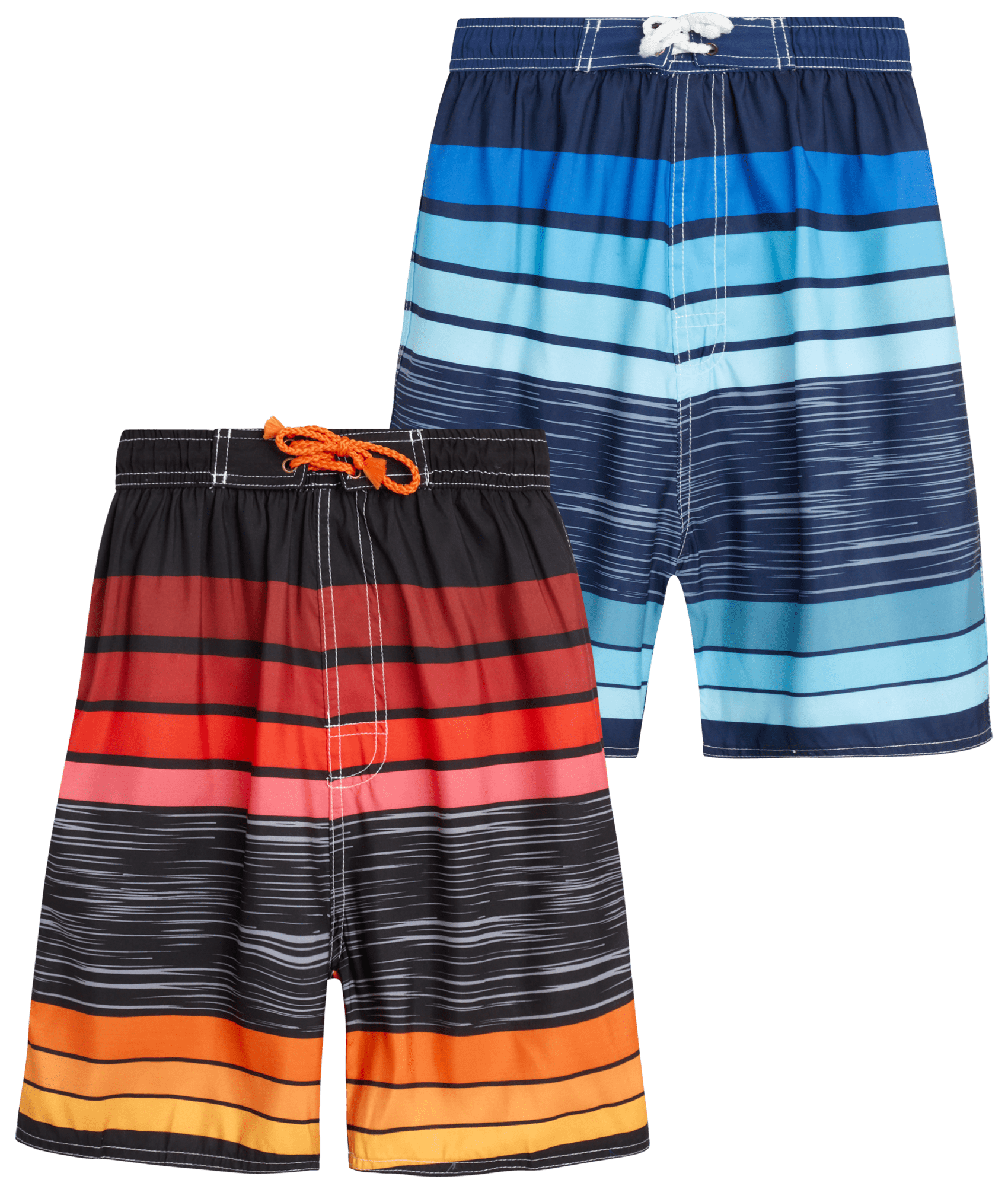 Quad Seven Boys' Swim Trunks 2 Pack Striped Quick Dry Board Shorts