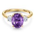 thumbnail image 3 of Gem Stone King 2.80 Ct Oval Purple Amethyst 18K Yellow Gold Plated Silver Ring, 3 of 6