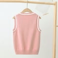 thumbnail image 3 of Dwellite Girls V Neck Comfort Knitted Sleeveless Pullover Fall Sweater Students Uniform School Vest Pink 140, 3 of 3