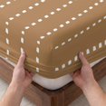 thumbnail image 3 of King Size Fitted Sheet Set - Geometric Stripes Brown 3 Piece Bedding Sets 16" Deep Pocket Fitted Sheet with 2 Pillowcases, Polka Dots Abstract Farmhouse Brushed Microfiber Hotel Luxury Bed Sheets, 3 of 9