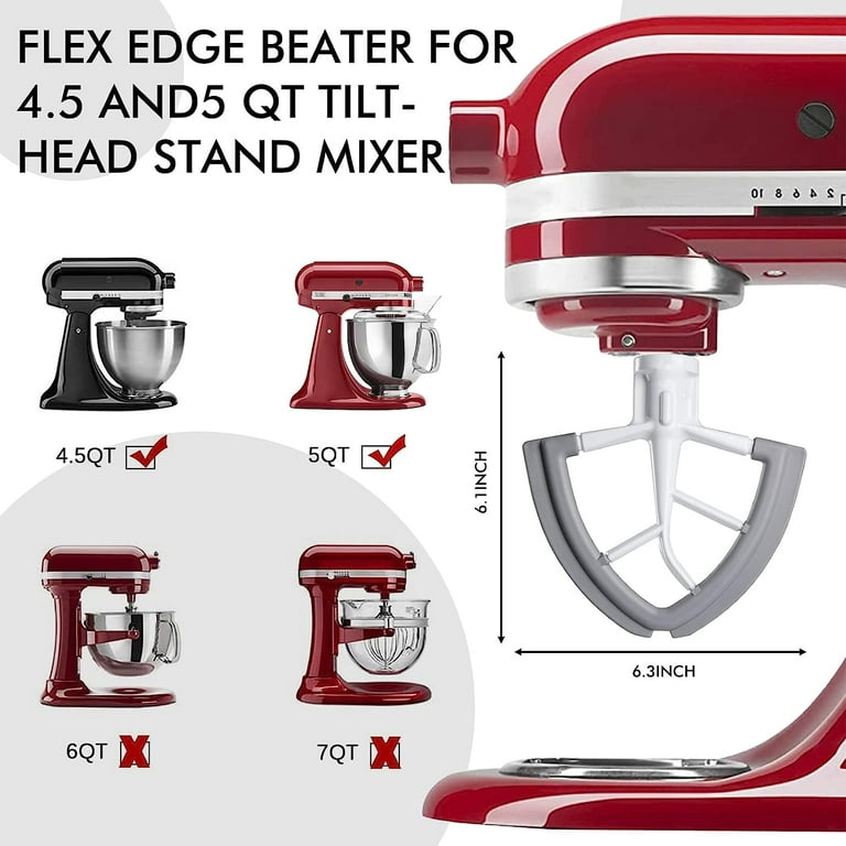 Flex Edge Beater Mixer Attachments for Kitchenaid Tilt-Head Stand Mixers,  Mixer Accessory 4.5-5 Quart Beater Scraper Paddle with Both-Sides Flexible  Silicone Edges 