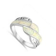 thumbnail image 4 of CHOOSE YOUR COLOR White Simulated Opal Greek Key Filigree Ring .925 Sterling Silver Band CZ Female Size 9, 4 of 4