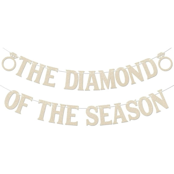 The Diamond of the Season Banner - Ring Theme Bride to Be Sign, Season Tea Party Bridal Shower Wedding Engagement Decorations Champagne Gold