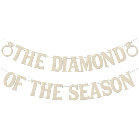 The Diamond of the Season Banner - Ring Theme Bride to Be Sign, Season Tea Party Bridal Shower Wedding Engagement Decorations Champagne Gold