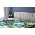 thumbnail image 5 of Ambesonne Flowers Fitted Sheet, Floral Botany Pattern Print, King Size, Mustard Teal Blue, 5 of 5