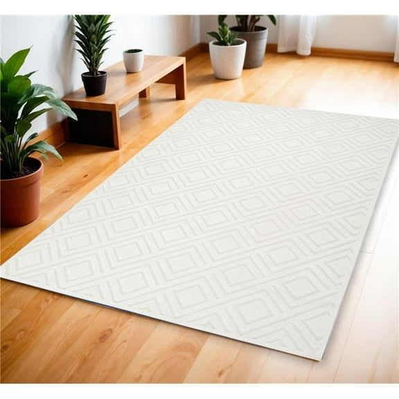 HomeRoots 572467 4 x 6 ft. Geometric Rectangle Area Rug, Ivory