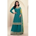 thumbnail image 2 of Sangeet Function Wear Pakistani Designer Shalwar Kameez Dress Indian Plazzo Suits ( Teal Blue, S - 38 ), 2 of 6