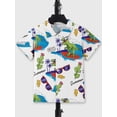 thumbnail image 3 of Mikrdoo Beach Surfing Dinosaur Print Boys Creative Button-down Shirt, Casual Short Sleeve Lapel Shirt Tops, Boys Clothes For Summer Outdoor, 3 of 9