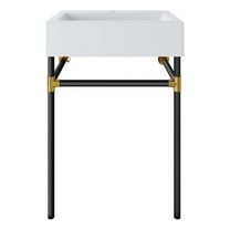 Modway Redeem 24" Wall-Mount Stainless Steel Bathroom Vanity in Black/White