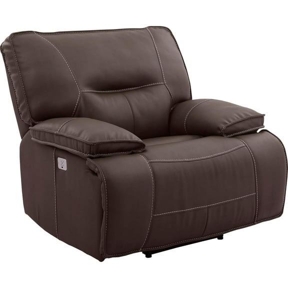 Bowery Hill Contemporary Fabric Power Recliner in Chocolate Brown