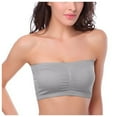 thumbnail image 2 of IDALL Wireless Bras for Women Strapless Bra Wireless Bras for Women Wire Strapless Bralette Soft Bra Bandeau Bra Tube Tops for Women with Built in Bra Silver XXL, 2 of 5