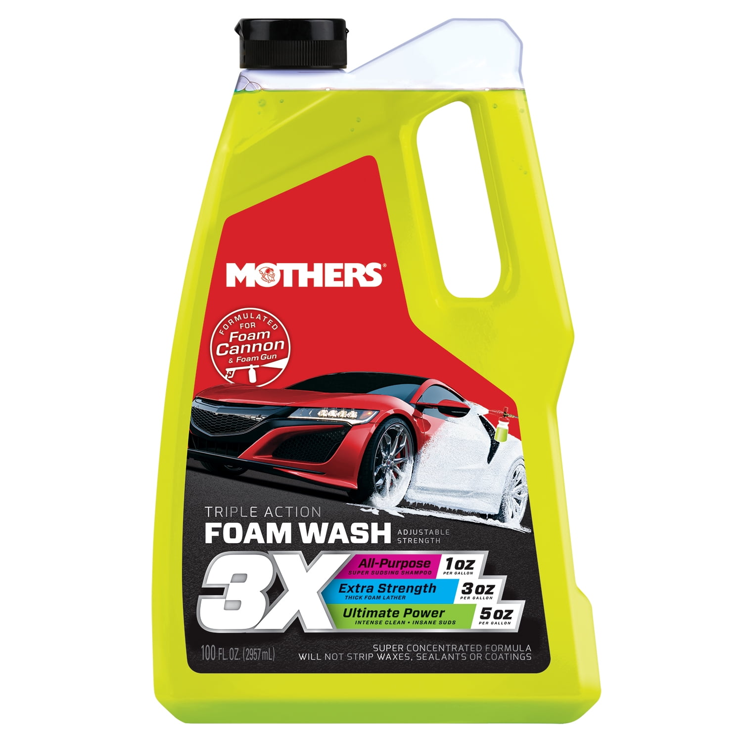 Mothers 05610/156400 Triple Action Foam Wash 100 oz. and Mothers Microfiber Chenille Wash Mitt