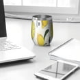 thumbnail image 3 of 12oz Stemless Wine Tumblers Yellow Lemon Fruit Berries Beige Pattern Vacuum Insulated Stainless Steel Travel Tumbler Cups Mug with Lid and Straw for Champaign,Cocktail,Beer with Cleaning Brush, 3 of 5