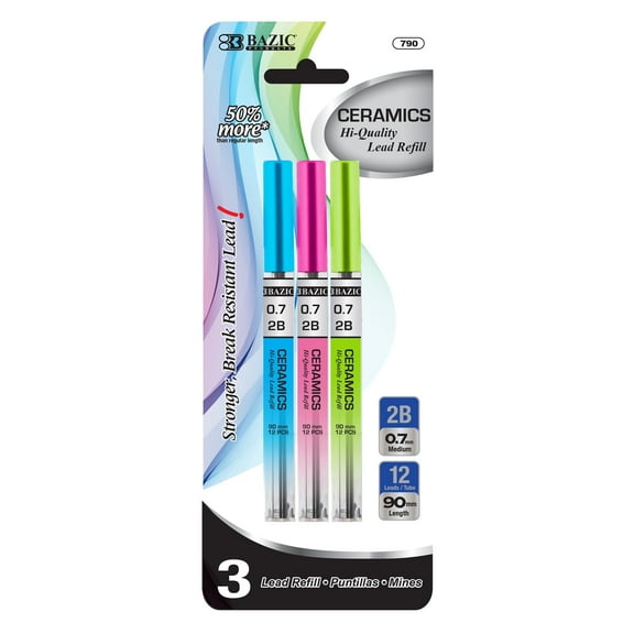 BAZIC Ceramics Mechanical Pencil Lead Refills 2B 0.7mm (36 Count/Pack), 1-Pack