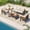 Beige + Acacia Wood + Iron + Polyester + Foam, variant on 4-Piece Outdoor Furniture Sofa Set for 5 People with Acacia Wood Armrests, Patio Conversation Set with Removable Cushion and Solid Wood Coffee Table for Garden,Beige