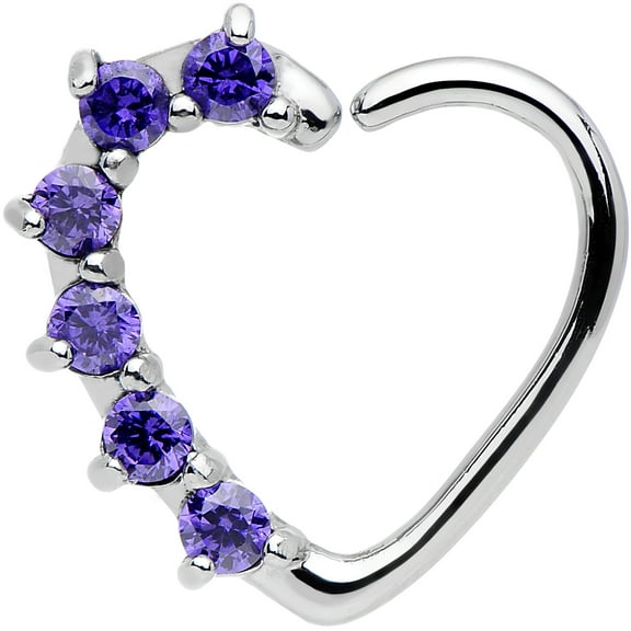 16 Gauge Purple Heart Right Closure Daith Cartilage Tragus Earring