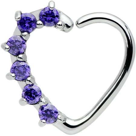 - 16 Gauge Purple Heart Right Closure Daith Cartilage Tragus Earring