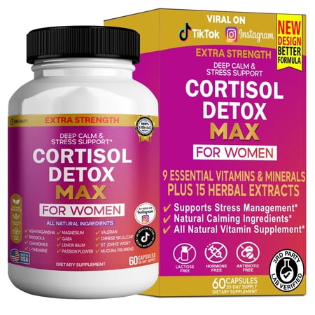 GreenVify Cortisol Detox Max for Women – Daily Stress Balance Supplement 60ct