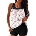 thumbnail image 2 of Women's Tankini Swimsuit Scoop Neck Ruffled Cuff Loose Top with Boyshorts Loose Fit Lightweight Soft Stretch Beach Bathing Suit, 2 of 4