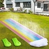 Lawn Water Slides Slip for Kids - 15.7FT Slip and Slide Water Slide with 2 Bodyboards, Double Race Slip Slide with Build in Sprinkler, Summer Backyard Pool Games Outdoor Water Toys