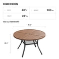 thumbnail image 2 of DIFY 40.6" Round Metal Patio Dining Table for 4, Outdoor Table with Umbrella Hole & Shelf, Walnut, 2 of 6