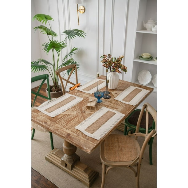 Tianlu Woven Placemats Set of 6, Natural Wicker Placemats, Seagrass
