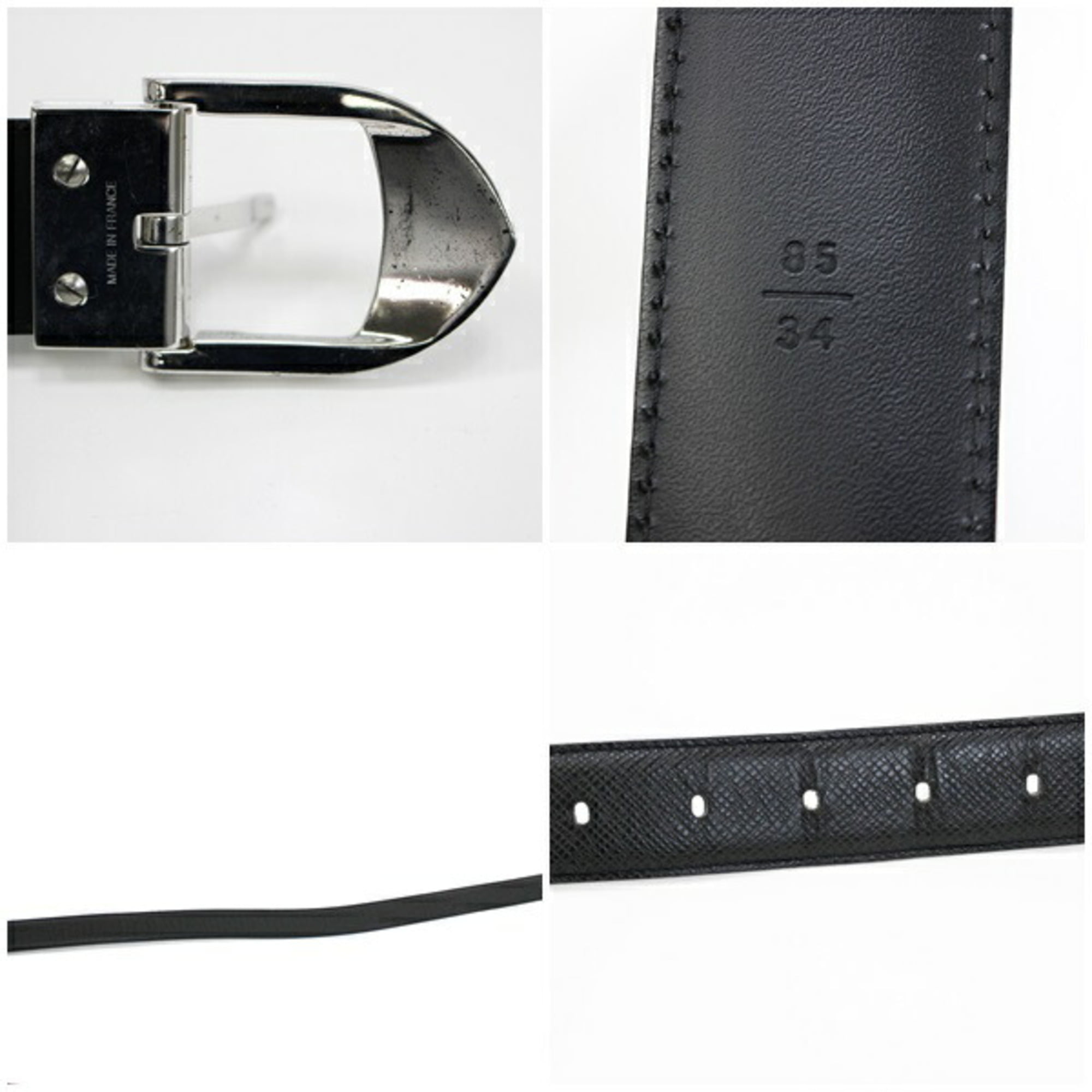 Authenticated Used Louis Vuitton Taiga Saint Tulle Classic Belt Aldwards ( Black) M6343 Overall Length 103.5cm Waist 83-93cm LOUIS VUITTON Men's Black  