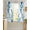 thumbnail image 4 of Navy Blue Leaves Sheer Curtains 45 Inch Length 2 Panels Set for Living Room/Bedroom, Summer Botanical Farmhouse Watercolor Leaf Kitchen Curtains Grommet Curtains Window Treatments 42"x45"x2, 4 of 7