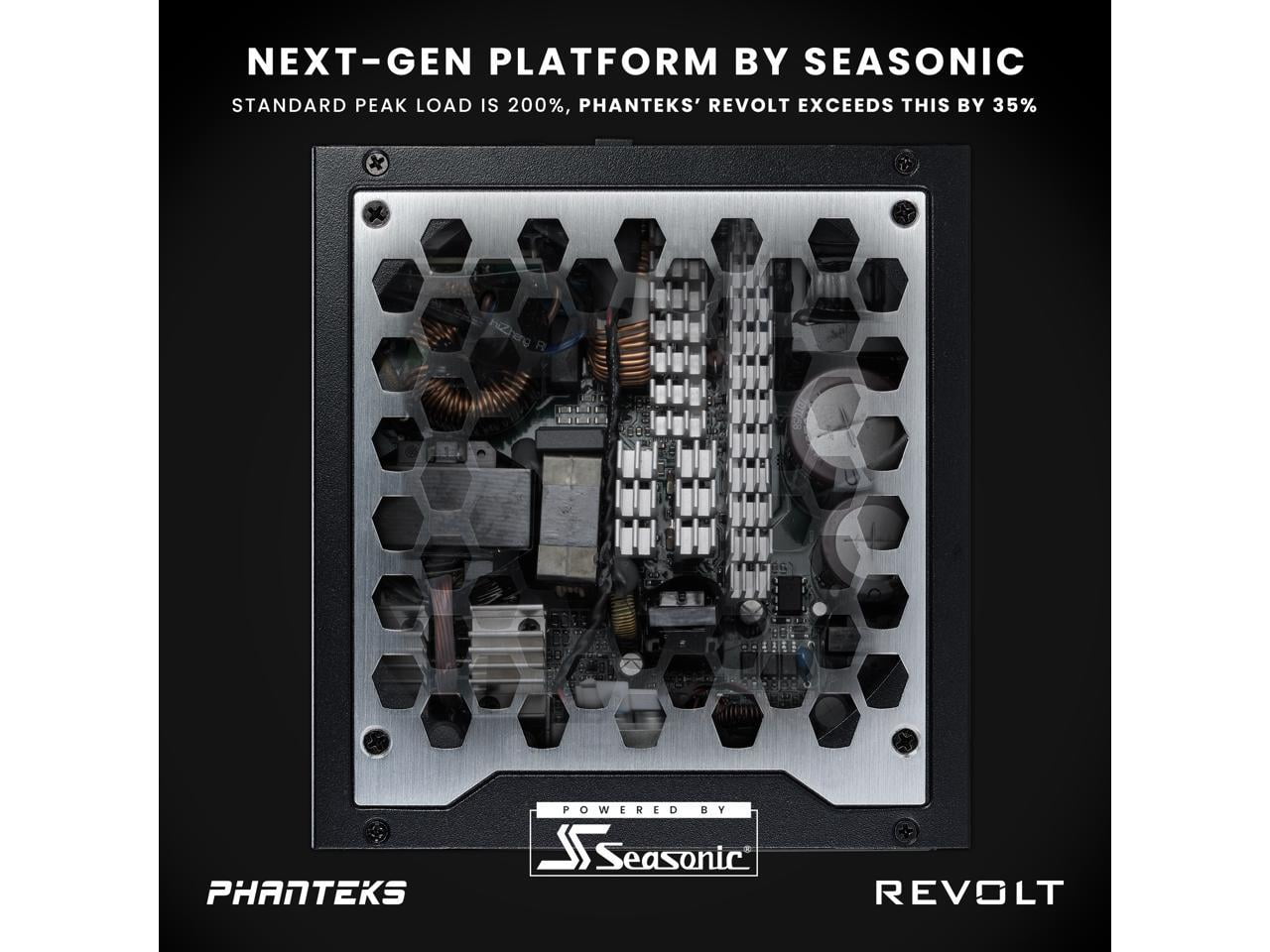 Phanteks Revolt 1200W 80PLUS Platinum, ATX 3.0, PCIe 5.0, Fully Modular, Cable-less, Power Supply Unit Only (cables sold separately), Black