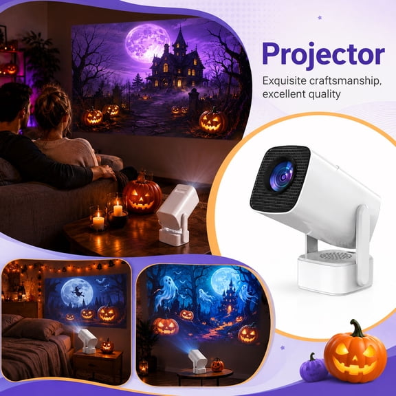 Home Theater Video Projector, Mini Portable Hd Projector with Stand for Bedroom, Movie Night Family Entertainment Gift