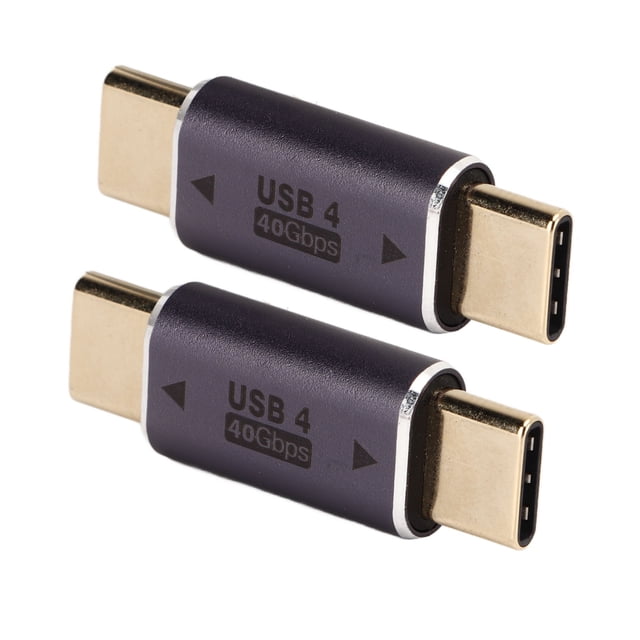 Mini USB C Adapter, Portable 40Gbps 100W Straight 2Pcs Type C Male To Type C Male Adapter For Laptop For Smartphone