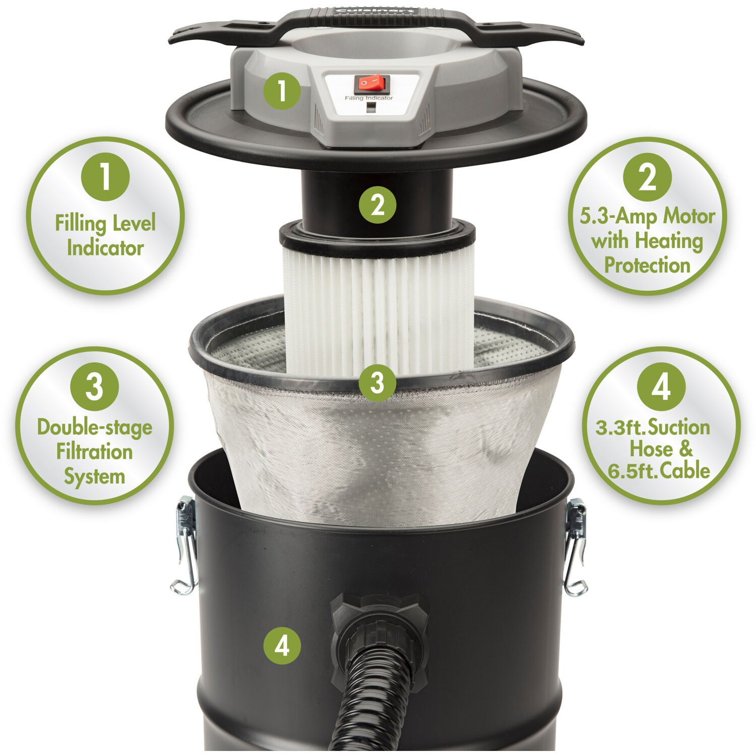 Cuisinart Cold Ash Vacuum with Mutliple Cleaning Heads for BBQ Grills, Pellet Grills, Wood Stoves, Fire Pits - image 2 of 7