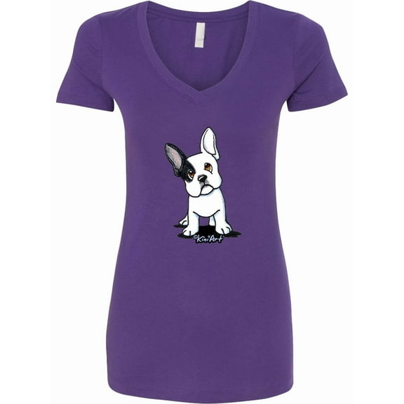 Inktastic B/w Frenchie (darks) Women's V-Neck T-Shirt