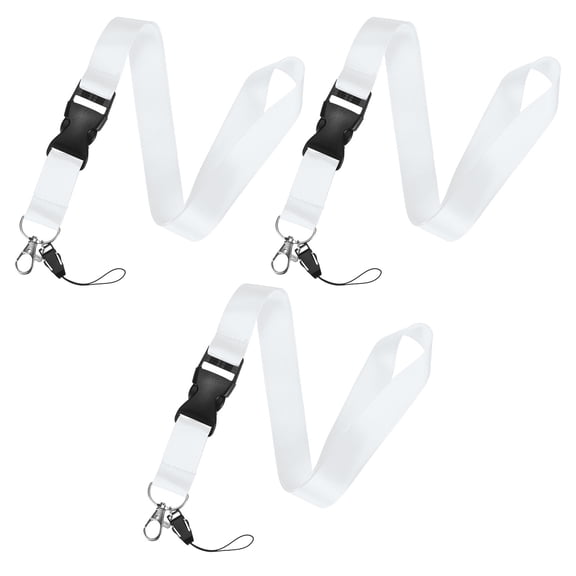 Uxcell 3-Pack Lanyards for Keys, White 1" Wide Keychain Long ID Badges Neck Lanyard Strap with Quick Release Buckle ID Holder Folder