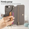 thumbnail image 6 of ELEHOLD Case for iPhone 8 Plus/7 Plus, RFID Blocking Zipper Leather Wallet Stand Case with Card Slot & Wrist Strap & Ring Holder,Gray, 6 of 10